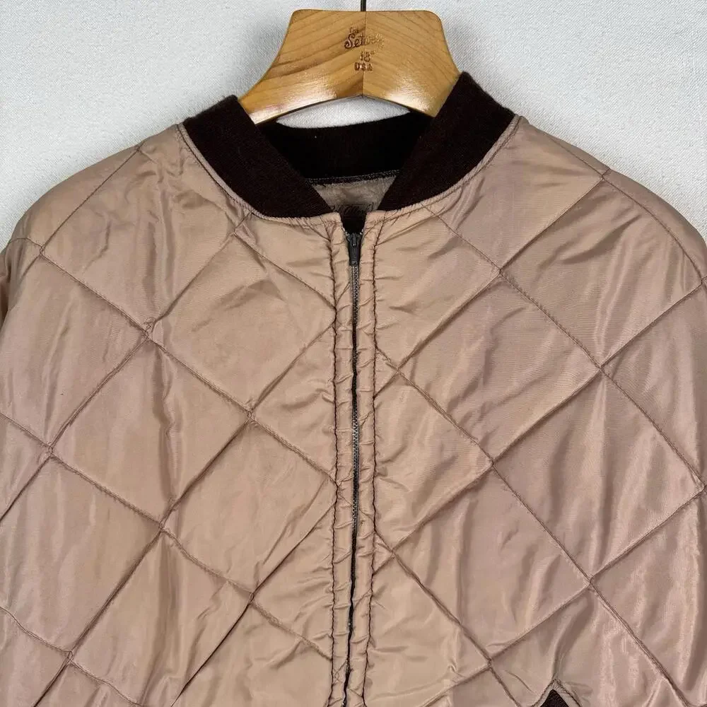 60’s Vintage Bob Allen Quilted‎ Jacket Pants Set Long Under Wear Men's XL Brown